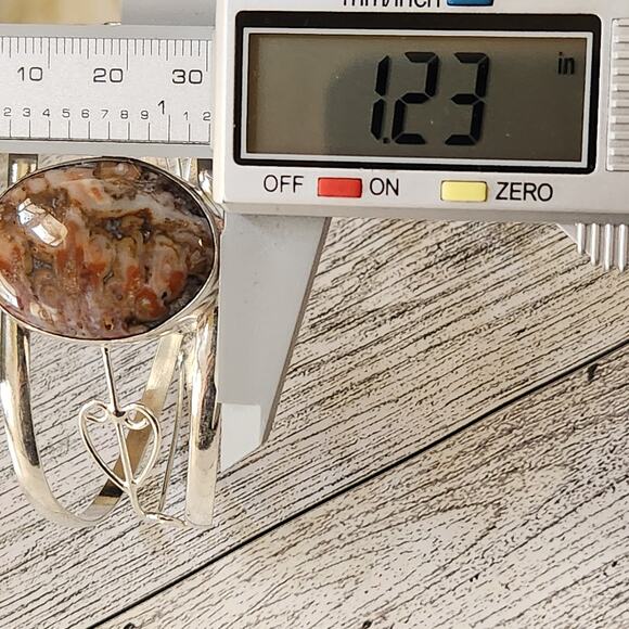 Earth's Essence Brown Jasper Silver Cuff Bracelet - Natural Elegance - Picture 4 of 10